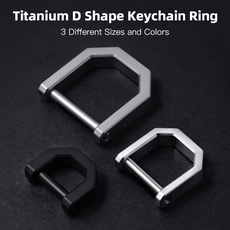 Titanium D-Ring Key Holder with Screw Crossbar, Black, Easy Install