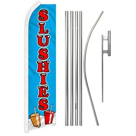 Slushies Swooper Advertising Flag & Pole Kit - Perfect for Store Fronts, Cafes, Retailers, Shops, Food Trucks, Events, Fairs, Restaurants