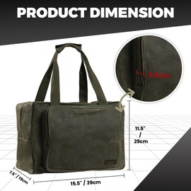 Tool Tote | Heavy Duty 16oz Waxed Canvas Tool Storage Bag - Portable 3 Pockets Tote Bag with Padded Handle& Metal Zipper, for Craftsman Gardener Carpenter Mechanic | 15.5"L x 7.5"W x 11.5"H