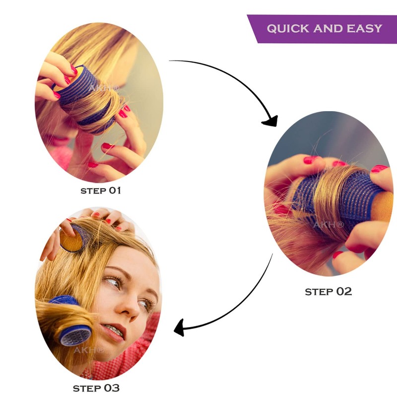 AKH® 24 Pcs Black Hair Rollers | Small Hair Curlers