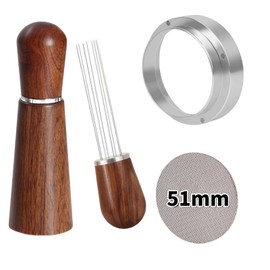 Wdt Tool Espresso, 8 Needles Espresso Distribution Tool Espresso Stirrer,Dosing Funnel and Puck Screen, Espresso Accessories Kit for Barista (51mm)