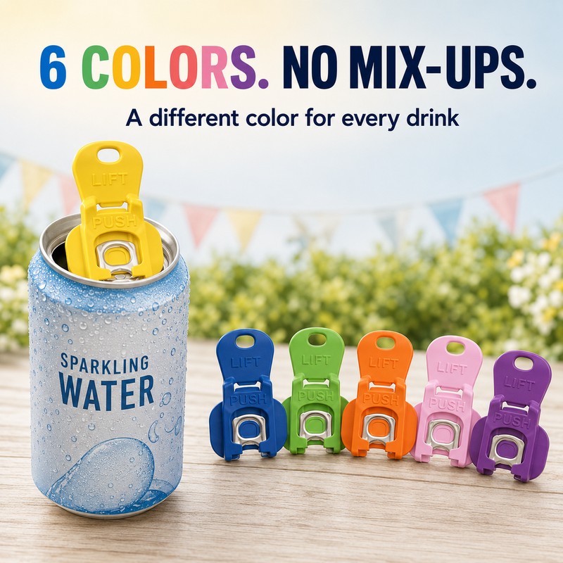 Reusable Soda Can Tab Opener & Leakproof Drink Cover Set,