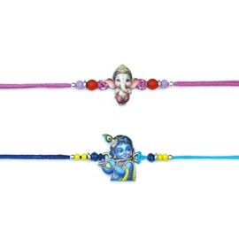Set of 2 Rakhi for Brother | Raksha Bandhan Ganesh Rakhi for Brothers | Rakhi for Brother Bhaiya | Premimum Baal Krishna Rakhi for Small Brother