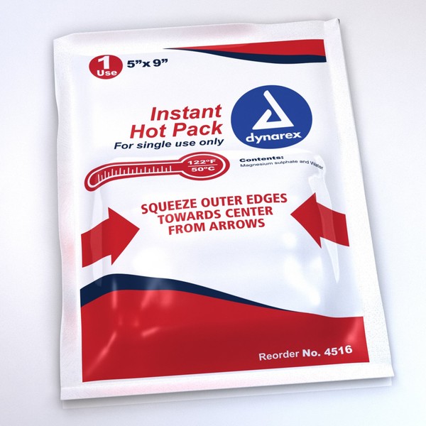 Dynarex Instant Hot Packs, White, 5inL x 9inW, PK24