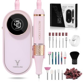 Yokefellow Professional Nail Drill Machine - 40000 RPM Electric Nail File Nail Drills for Acrylic Nails Professional with 12 Drill Bits Manicure Pedicure Polishing Nail Drill for Home Use