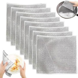 8 Pcs Multipurpose Wire Dishwashing Rags for Wet and Dry,Multifunctional Non-Scratch Wire Dishcloth, Suitable for Scrubbing and Cleaning Dishes, Pots, Sinks, Counters, Cooktops