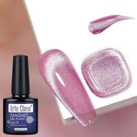 Arte Clavo Pink Glass Cat Eye Gel Polish 10ml - Shimmer Reflective Translucent Gel with Magnet, Summer Magnetic Nail Polish for Girls & Women, Soak Off UV/LED 6010
