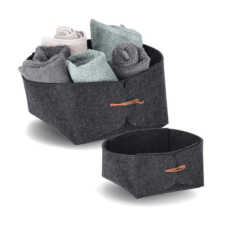 Zeller 14451 Storage Basket, Felt, Anthracite, Approx. 13.5 x 13.5