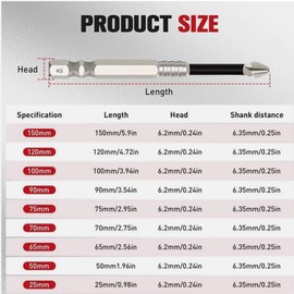 High Magnetic Screwdriver Drill Bit Set, Strong Magnetic Durability Screwdriver Drill Bit Set, Magnetic Electric Screwdriver Set, Electric Precision Screwdriver Set, 25 50 65 70 75 90 100 120 150mm