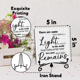 Sympathy Wooden Sign With Stand, There Are Some Who Bring A Light To The World Desktop Decoration, Memorial Gifts For Loved One Mom Dad Grandma Grandpa, Bereavement Sign for Farmhouse Home Office -13