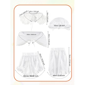 Flotory 6 Pcs Women Colonial Costume White Mob Cap Bonnet Shawl Pilgrim Aprons and Hats Accessories for Girls Party Cosplay Stage Performances