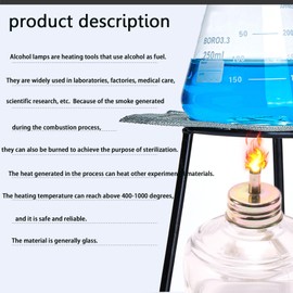 150ml Dental Empty Alcohol lamp Bottle Glass Bunsen Burners Lab or School Chemistry lab Equipment Heating for Science Experiments Come with 5 Replacement Wicks and 1 Funnel