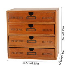 Willcome Wooden Storage Box with Drawers Portable Wooden Desktop Organizer for Home Office Counter Craft Decor (with 4 Drawer)