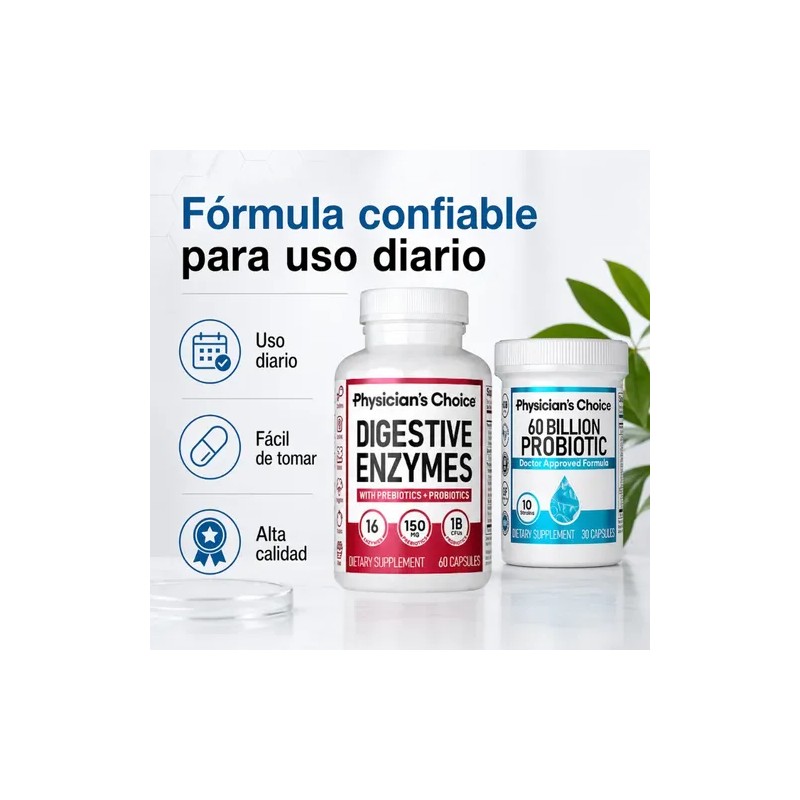 Probióticos 60 Billones + Enzimas Digestivas 150mg