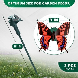 3 Pcs Fluttering Solar Butterfly Garden Stakes – Moving Butterfly Decorations with Solar Butterflies, Easy Installation Waterproof Xmas Outside Decor Stakes, Three Bright Colors | Battery NOT Included