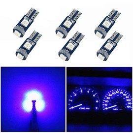 WLJH 6pcs T5 Wedge Instrument Panel 74 2721 3030SMD Canbus Error Free LED Instrument Speedo Gauge Cluster Light Bulb,Blue