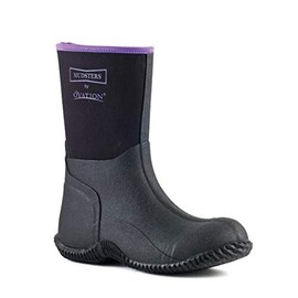 Ovation Women's Mudster Mid Calf Barn Rubber Boots, Black/Black/Purple, 10