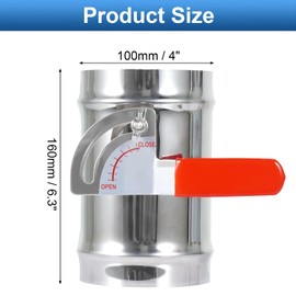 TOP-VIGOR 4 Inch HVAC Duct Manual Volume Backdraft Damper, Full Stainless Steel Airflow Control for Range Hoods, Fans, Pellet Stove Pipes, Dryer Vents, Adjustable Volume Damper with Sleeve (1 Pc)
