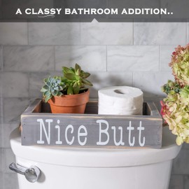 MAINEVENT Nice Butt Bathroom Decor Box, One Box with Print on 2 Sides Farmhouse Bathroom Toilet Decor, Nice Butt Rustic Organizer