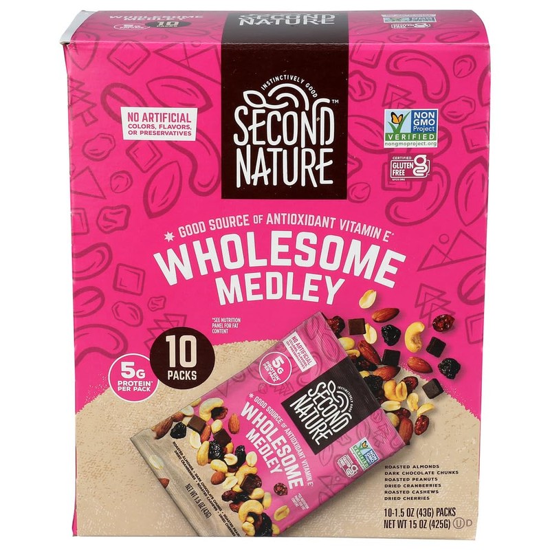 Second Nature Wholesome Medley Trail Mix 10 Pack, 15 Oz