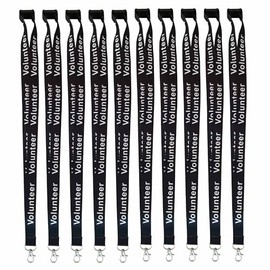 Volunteer Lanyards with Safety Break – 20mm Wide, Pack of 10 – Multiple Colors (Black)