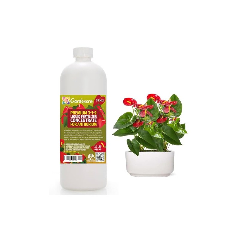 Gardenera Premium Liquid ANTHURIUM Fertilizer - 3-1-2 Concentrate for Indoor