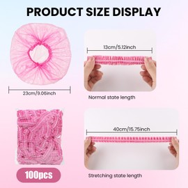 100PCS Disposable Shower Caps, Plastic Shower Caps for Women Men, Waterproof Hair Caps, Waterproof Hair Caps for Home Use, Hotel, Spa, and Hair Salon, Pink