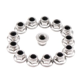 cSeao 30pcs M5 x 0.8mm Flanged Nylon Inserted Lock Nuts 304 Stainless Steel Bright Finish DIN6926
