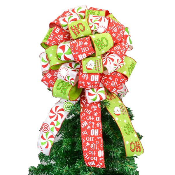 Fun Christmas Tree Bow, Lime Green Tree Topper Bow, Big