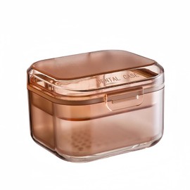 AHYUEE Retainer Case Denture Bath Case,Retainer Cleaner Case with Lid,Denture Cup for Partial Dentures,Mouth Guard&Braces,Denture Soaking Container Case for Travel (Orange)