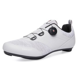 Mens Cycling Shoes Womens Mountain Road Bikes Shoe Compatible with Peloton Bike & Look ARC Delta, Compatible Installation SPD/SPD-L & KEO Cleats Grey 5 UK