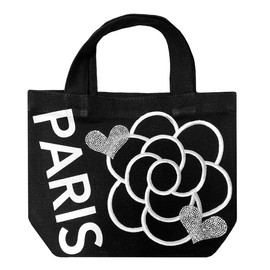 DIVA Rose Women's Tote Bag, Cute, Mini Tote, Lightweight, Stylish, Lunch Bag, Handbag, Sub Bag, Storage Bag, Camellia, Black