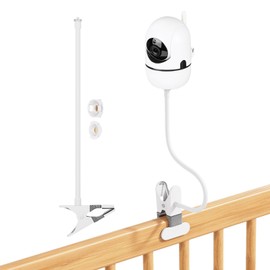Baby Monitor Mount for HelloBaby HB65/HB6550/HB6558 & ANMEATE SM935E/SM650 – No-Drill Adjustable Crib Camera Holder with 360° Flexible Arm, Secure Clip & Strap for Nursery, Dresser