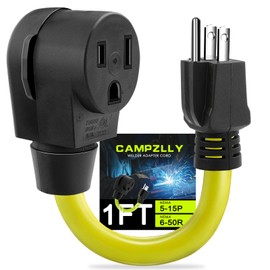 Campzlly Welder Adapter Cord, Nema 5-15P Male to 6-50R Female Power Adapter Cord, Heavy Duty STW 10 Gauge for Welder, 12inch, ETL Listed