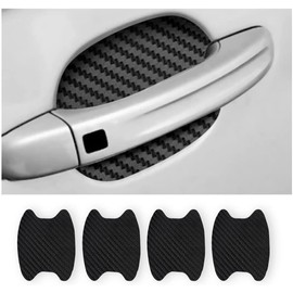 CGEAMDY 4PCS Exterior Car Stickers, Carbon Fiber Protection Film für Autofolie, Kratzfeste Schutzfolie, Universal Fit für die meisten Fahrzeuge (Schwarz)