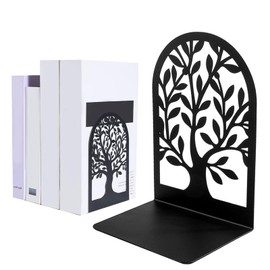 Metal Bookends for Shelves, Tree Book Ends Decorative Bookends for Heavy Books (2pcs-Rounded Corners)