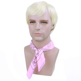 PATTNIUM Mens Blonde Wig Short Straight Blonde Wig Male Wig Heat Resistant Synthetic Wig with Free Scarf