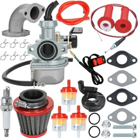 PZ22 Carburetor 22mm Carb Fits for 125cc 110cc CRF110 XR50 CRF50 CRF50f TaoTao SSR110 SSR125 DB14 DB24 Coolster Apollo Pit Dirt Bike 4 Stroke Engine Chinese 4 Wheeler ATV Parts（Red）