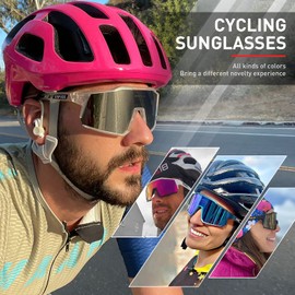 KAPVOE Polarized Cycling Glasses with 4 Interchangeable Lenses TR90 Sports Sunglasses Women Men Running MTB Bike Bicycle Accessories 06 Blue Black