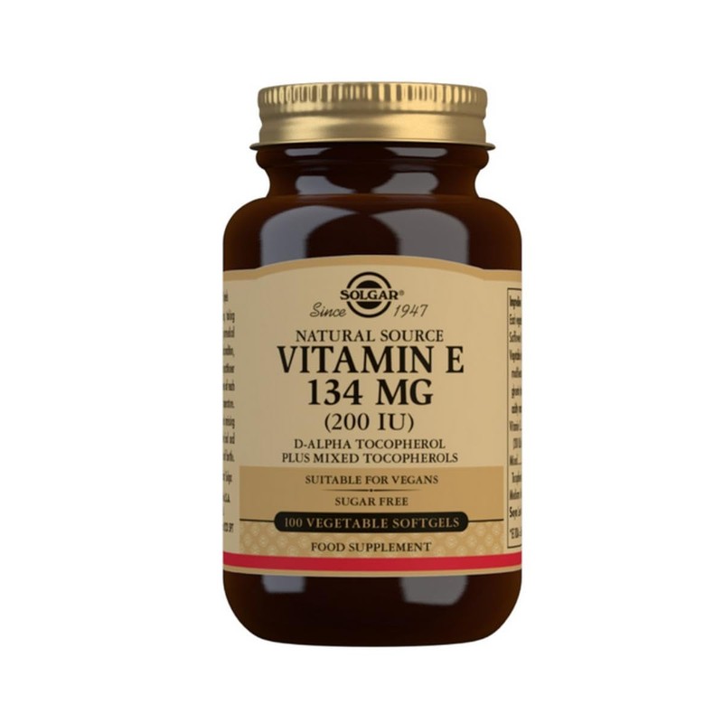 Solgar Vitamin E 134mg 200 UI 50 Vegetable Softgels