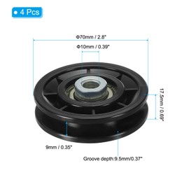 PATIKIL Universal Bearing Pulley Wheel 70mm/2.8", 4 Pack Nylon Bearing Pulley Wheel Lifting Bearing Wheel Replace for Gym Equipment Part Cable Machine