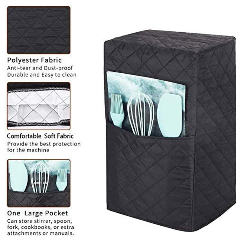 Smart Food Processor Cover with Pocket, Quilted Fabric Appliance Protector