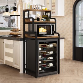 4-Tier Kitchen Bread Rack, Mini Fridge Stand Shelf, Double-Purpose Rack, Free Standing Kitchen Storage Shelf Rack, Microwave Oven Stand with Storage, Kitchen Baker's Rack for Spices, Pots and Pans