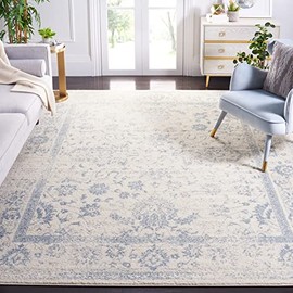 SAFAVIEH Adirondack Collection Area Rug - 9' x 12', Ivory & Slate, Oriental Distressed Design, Non-Shedding & Easy Care, Ideal for High Traffic Areas in Living Room, Bedroom (ADR109S)