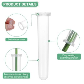 M METERXITY 20-Pack Floral Water Tubes, 4.3 Inch / 11cm Plastic Flower Tubes with Caps for Flower Arrangements, Fresh Flower Water Tubes [Transparent]