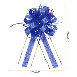 sourcing map 20pcs 8 Inch Large Pull Bow Gift Wrapping Bow Ribbon Organza Blue for Wedding Baskets Presents Christmas Party