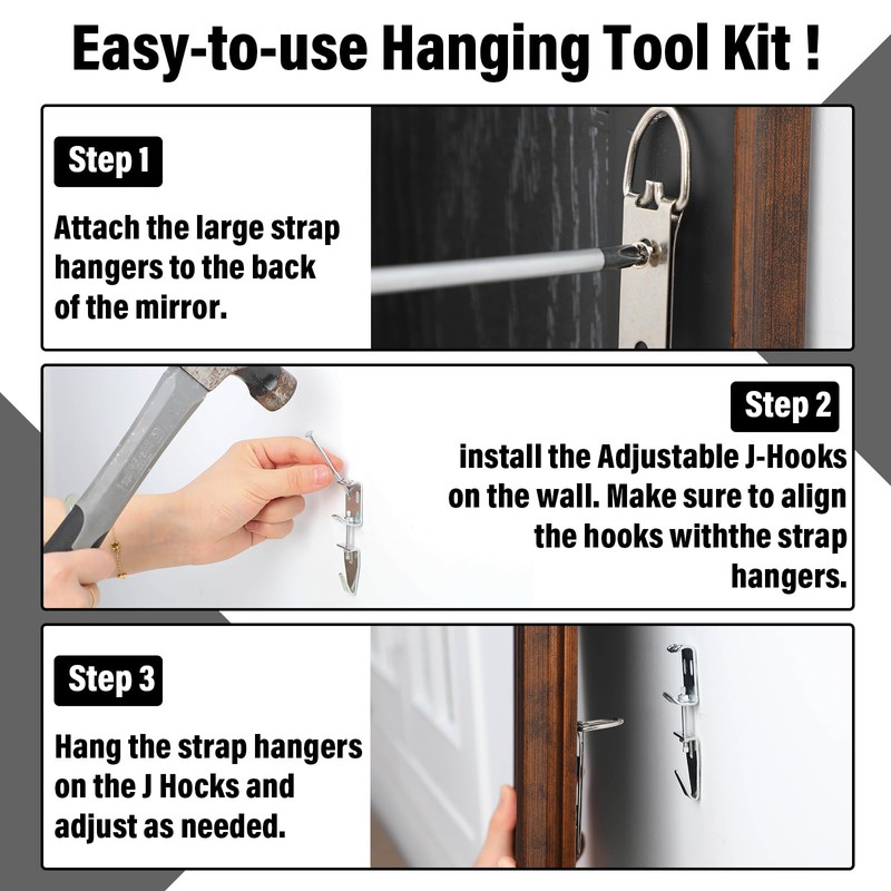 Blulu Mirror Hanging Kit with Hangers and Leveling Hardware Adjustable