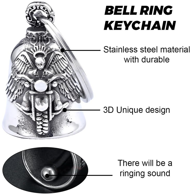 ZEPIQOR Guardian Gremlin Bravo Bell Lucky Charm Motorcycle Heart Wings