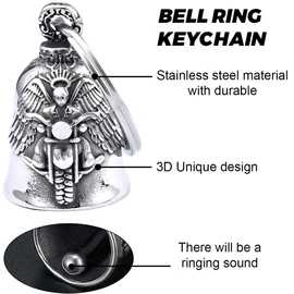ZEPIQOR Guardian Gremlin Bravo Bell Lucky Charm Motorcycle Heart Wings Protection Biker Triker Comes in Velvet Gift Box