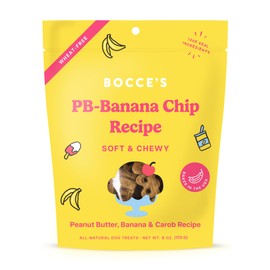 Bocce's Bakery PB Banana Chip Recipe Treats for Dogs, Wheat-Free Everyday Dog Treats, Real Ingredients, Baked in The USA, All-Natural Soft & Chewy Cookies, Peanut Butter, Bananas, & Carob, 6 oz